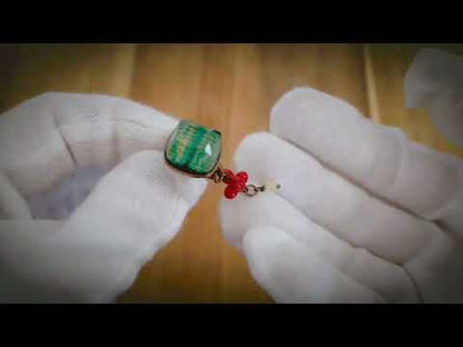 イヤリング 緑 水引 赤珊瑚