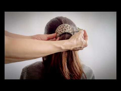 かんざしバレッタ 蝶 グリーン 布