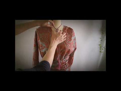 組紐ループタイ ピンク 楽譜 絹