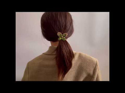 ヘアゴム 蝶 グリーン マーブル 大きめ