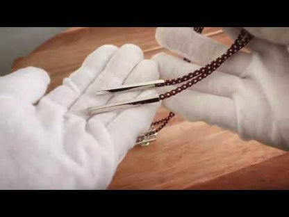 ループタイ 組紐 白 絹 つるくさ 茶色