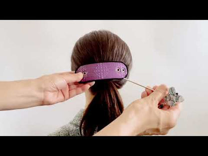 かんざしバレッタ 蝶 紫 シルク