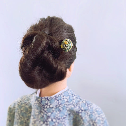 二股かんざし コサージュ 花 水色 TAMARUSAN