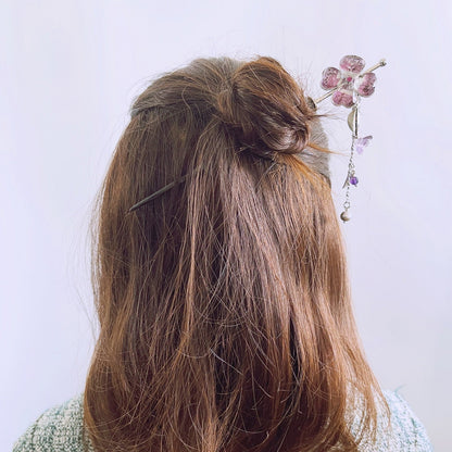 着せ替えかんざし 花 ピンク 木製 音符 TAMARUSAN