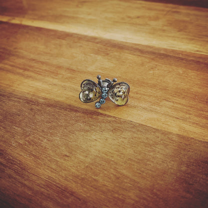 ピンブローチ 蝶 ブルー 音符 贈り物 ピンブローチ