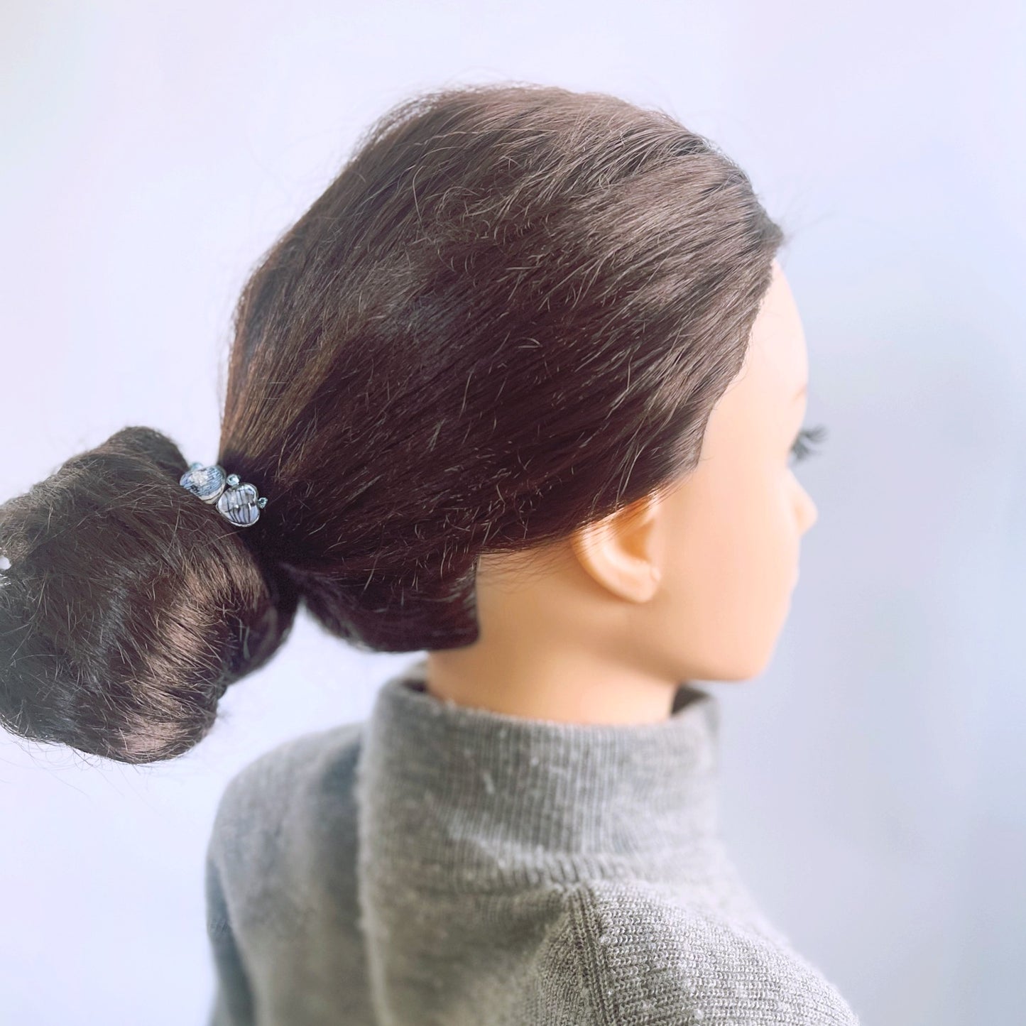 ヘアゴム 音符 水色 ハート 小ぶり