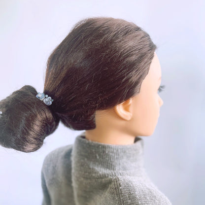 ヘアゴム 音符 水色 ハート 小ぶり