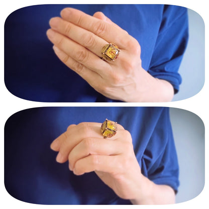 サイコロリング アンティーク風 樹脂 サイズ 11号 指輪