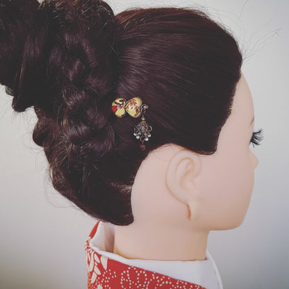 ヘアピン 水晶 ガーネット ハート 赤 大人 高級 TAMARUSAN