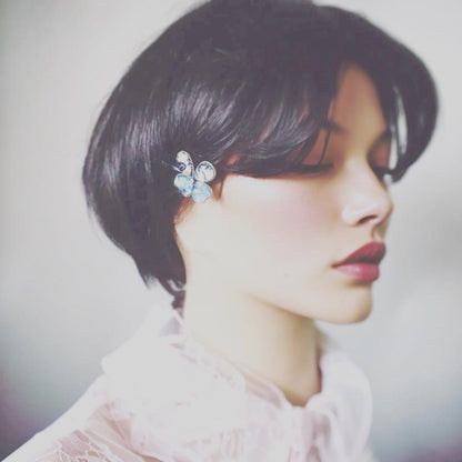 ヘアピン 蝶 青 飾り取り外し可能 高級ヘアピン