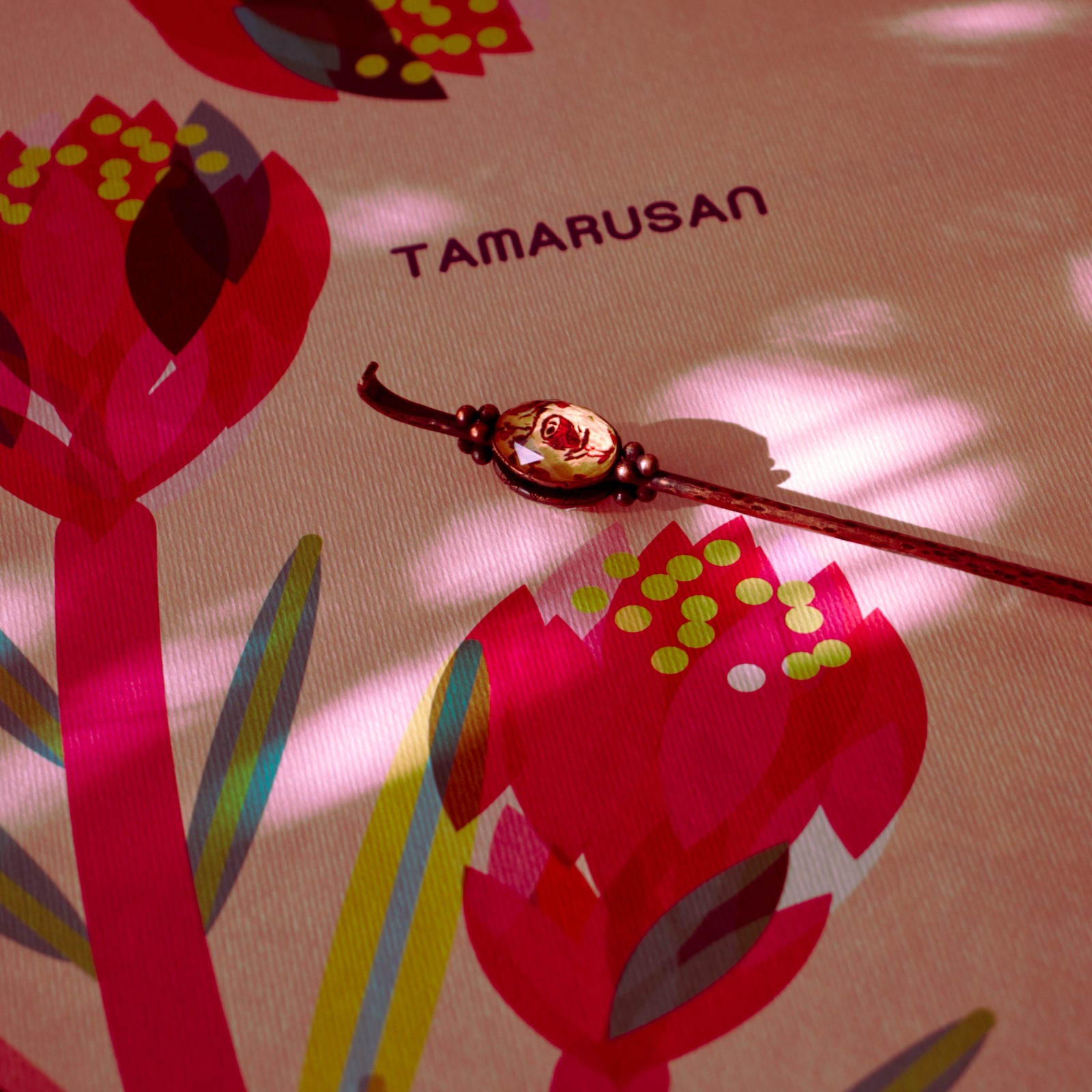 かんざし 赤 花模様 耳かき風 TAMARUSAN