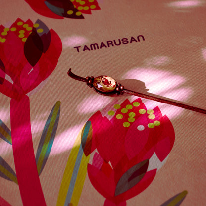 かんざし 赤 花模様 耳かき風 TAMARUSAN