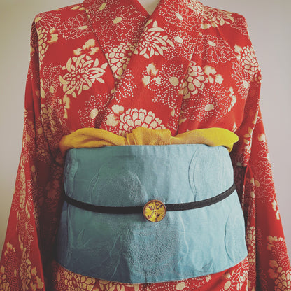 帯留め 赤 花 レトロ 帯留め