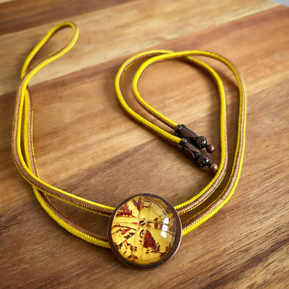 組紐ループタイ 正絹 赤 花 ネクタイ代わり ループタイ