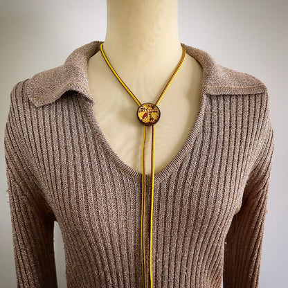 組紐ループタイ 正絹 赤 花 ネクタイ代わり ループタイ