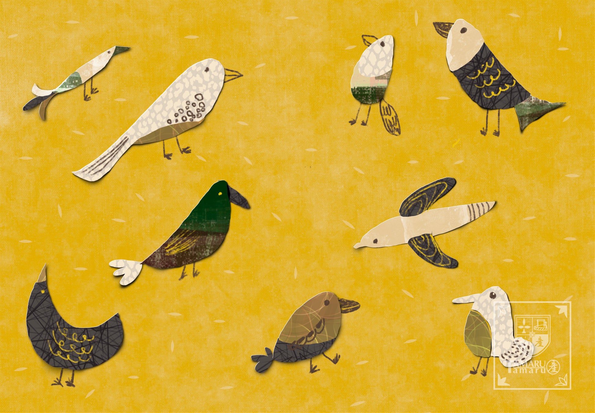切り絵鳥 壁紙 ロゴなし（有料）5363× 3727px JPG