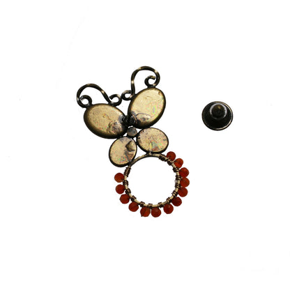 眼鏡ホルダー 蝶 黄緑 セミ カーネリアン 眼鏡ホルダー