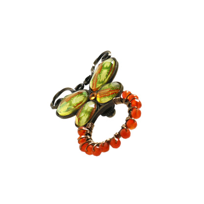 眼鏡ホルダー 蝶 黄緑 セミ カーネリアン 眼鏡ホルダー