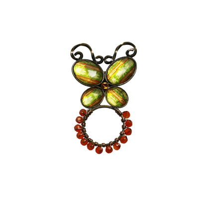 眼鏡ホルダー 蝶 黄緑 セミ カーネリアン 眼鏡ホルダー