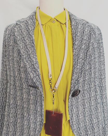 IDホルダー ネックストラップ 革紐 セミ 緑 ネックストラップ