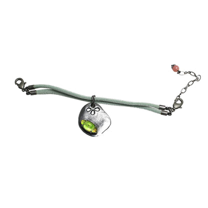 羽織紐 ブレスレット 水色 薔薇 根付