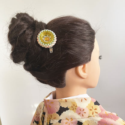 ブローチ ヘアクリップ アマゾナイト バラ 水色 ブローチ・バッジ