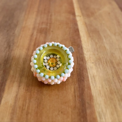 ブローチ ヘアクリップ アマゾナイト バラ 水色 ブローチ・バッジ