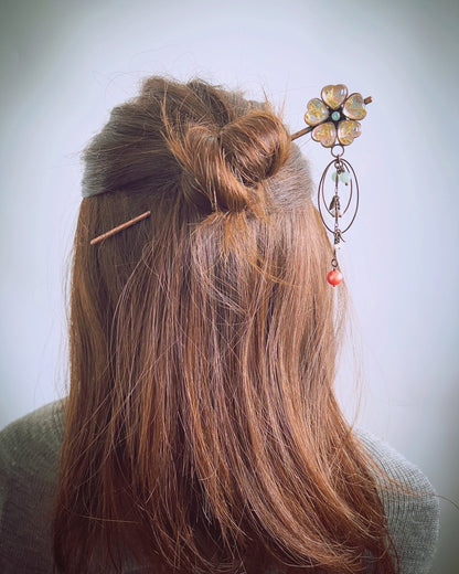 一本挿し かんざし 花 ピンク TAMARUSAN