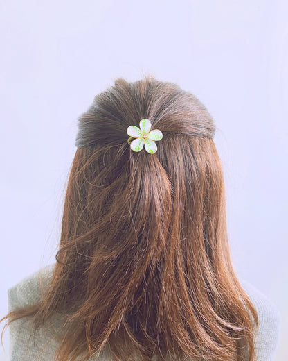 ヘアゴム バラ 水色 花 パステルカラー TAMARUSAN