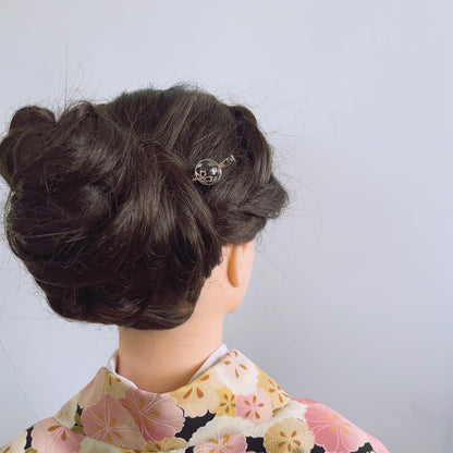 かんざし 銀製 シルバー925 さくら 黒 TAMARUSAN