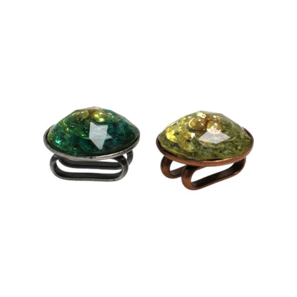 帯留め 丸 スパンコール 青 銀 ２個セット 帯留め