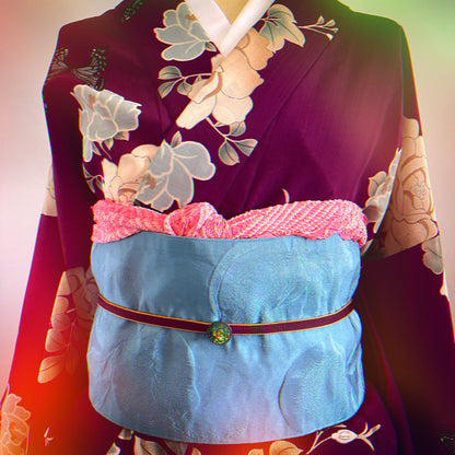 帯留め 丸 スパンコール 青 銀 ２個セット 帯留め