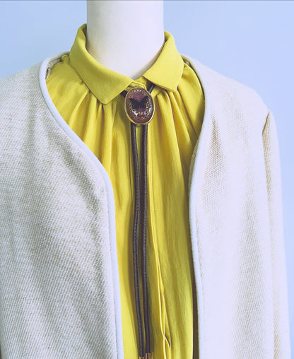 組紐ループタイ 蝶 臙脂 24k ゴールド 正絹 ループタイ