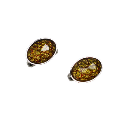 カフスボタン 楕円 ロジウム 水面 ピンク カフスボタン