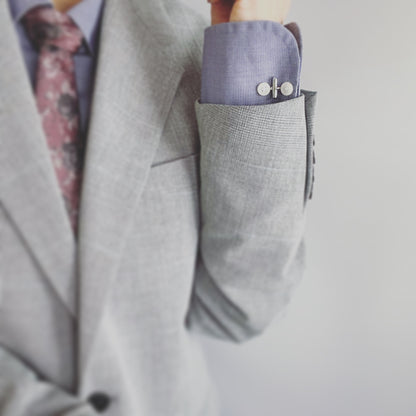 カフスボタン 楕円 ロジウム 水面 ピンク カフスボタン