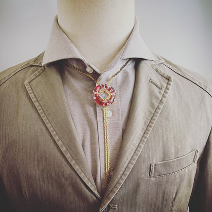 チェーンループタイ 赤 ブルー ガーネット ゴールド TAMARUSAN