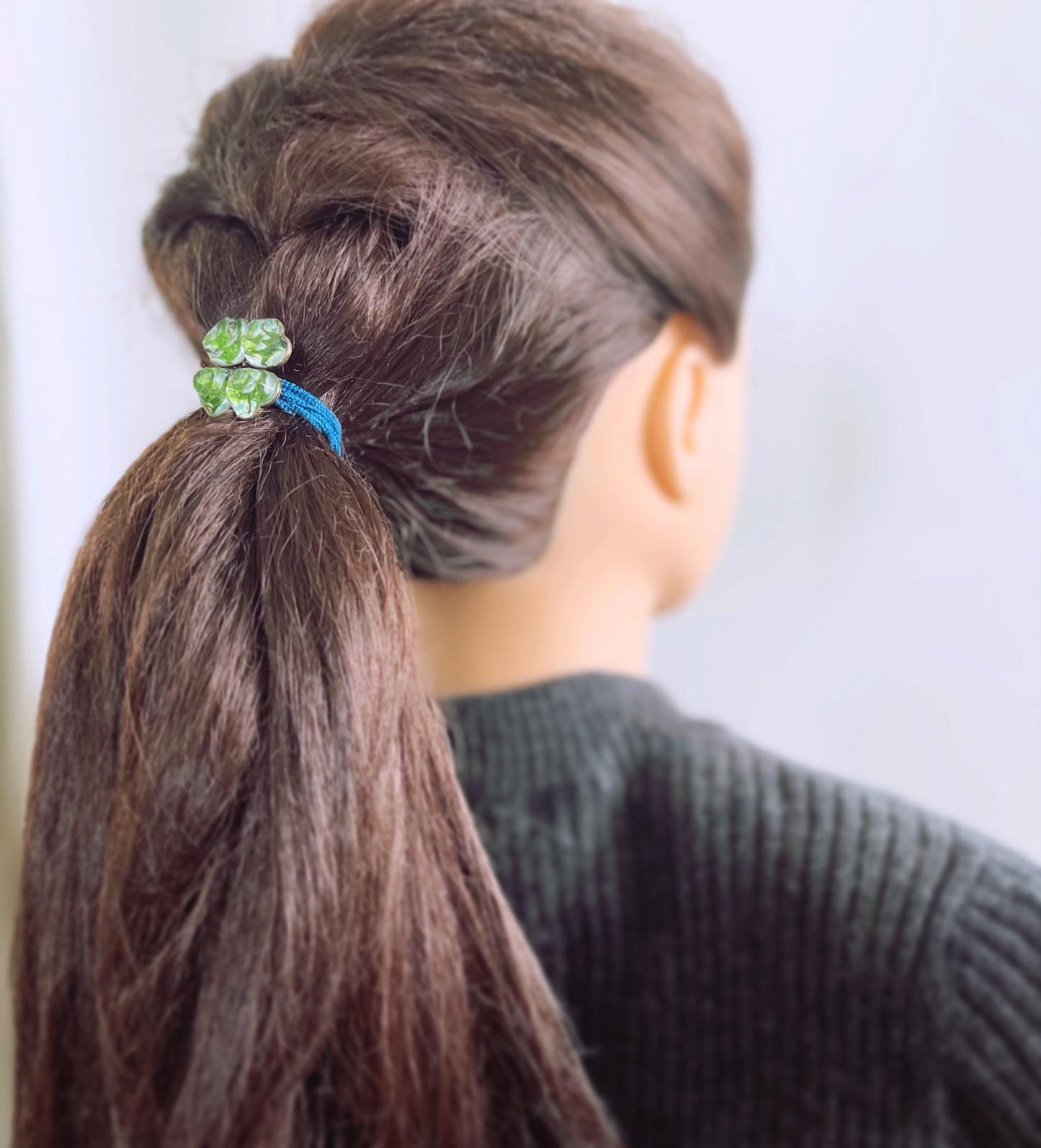 ヘアゴム 緑 スイカ クローバー 花 高級ヘアゴム