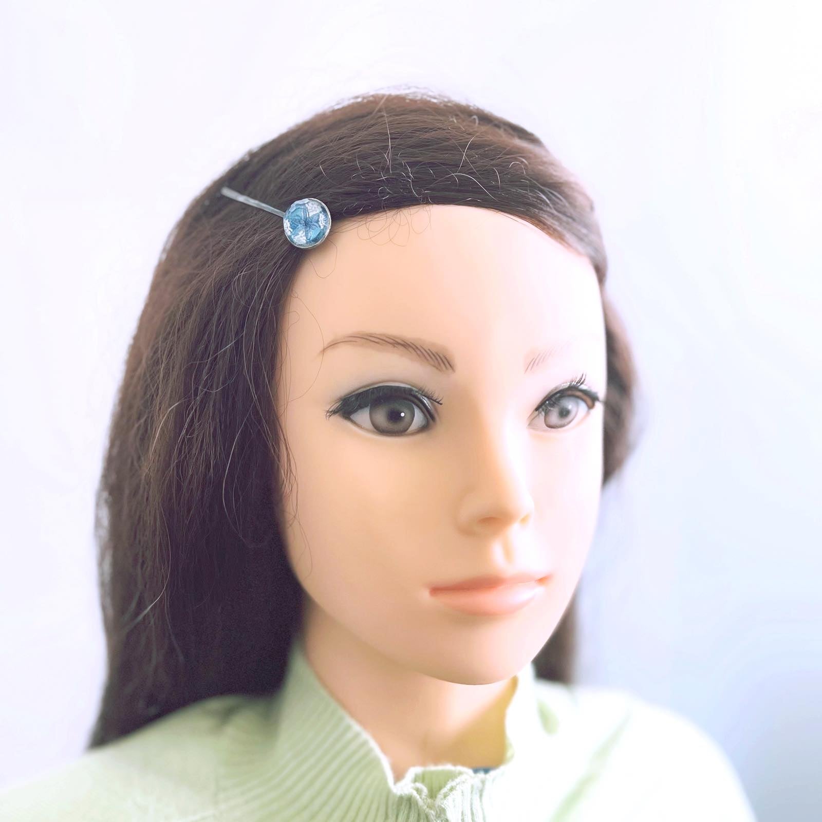 ヘアピン ユリ 青 和装 高級ヘアピン