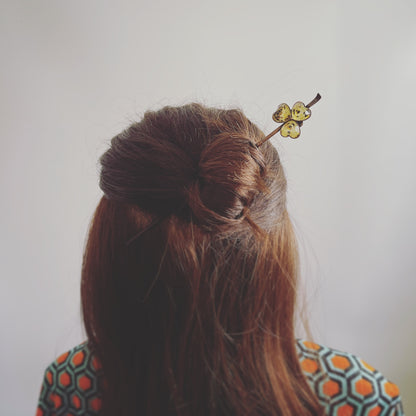 着せ替えかんざし 花 トラ 黄色 木製 着せ替えかんざし