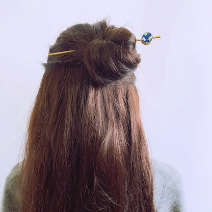 一本挿し かんざし 青 つるくさ 24金 TAMARUSAN