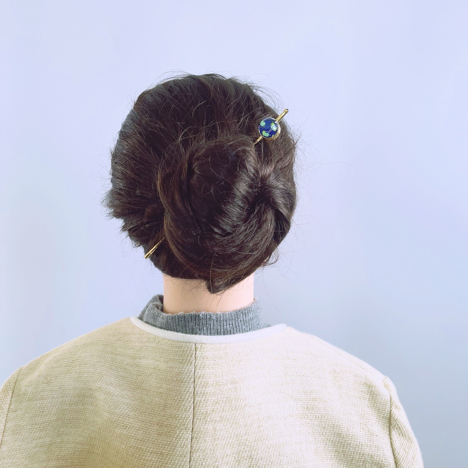 一本挿し かんざし 青 つるくさ 24金 TAMARUSAN