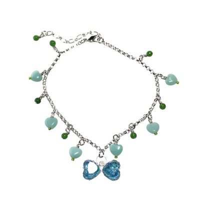 アンクレット 水色 蝶 アマゾナイト TAMARUSAN