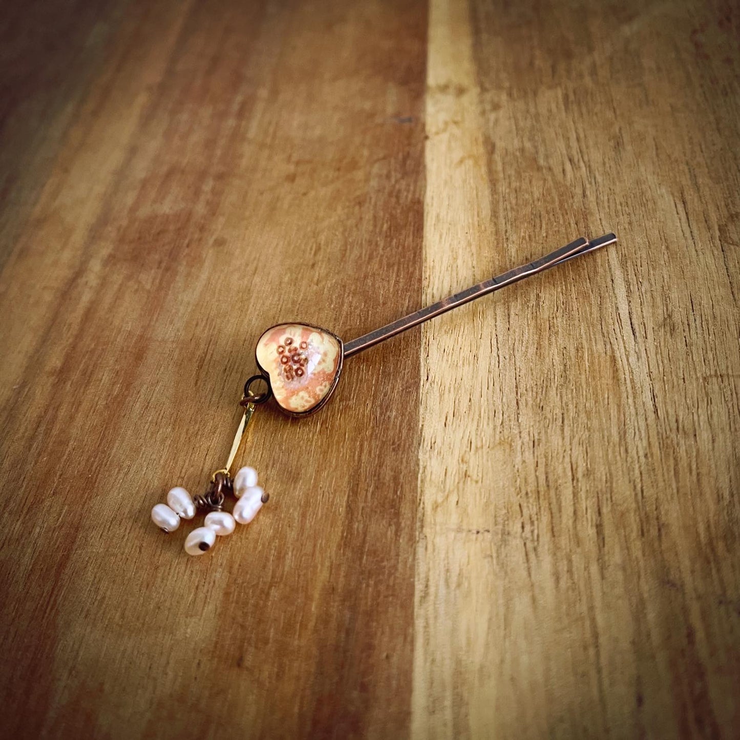 ヘアピン ピンク 梅柄 淡水パール 高級ヘアピン