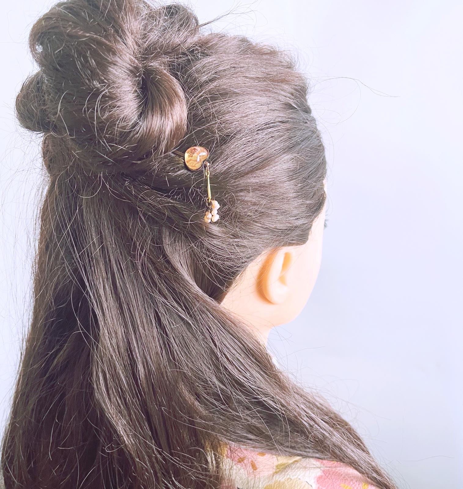 ヘアピン ピンク 梅柄 淡水パール 高級ヘアピン