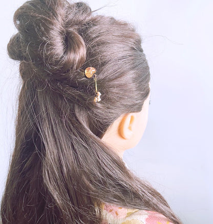 ヘアピン ピンク 梅柄 淡水パール 高級ヘアピン