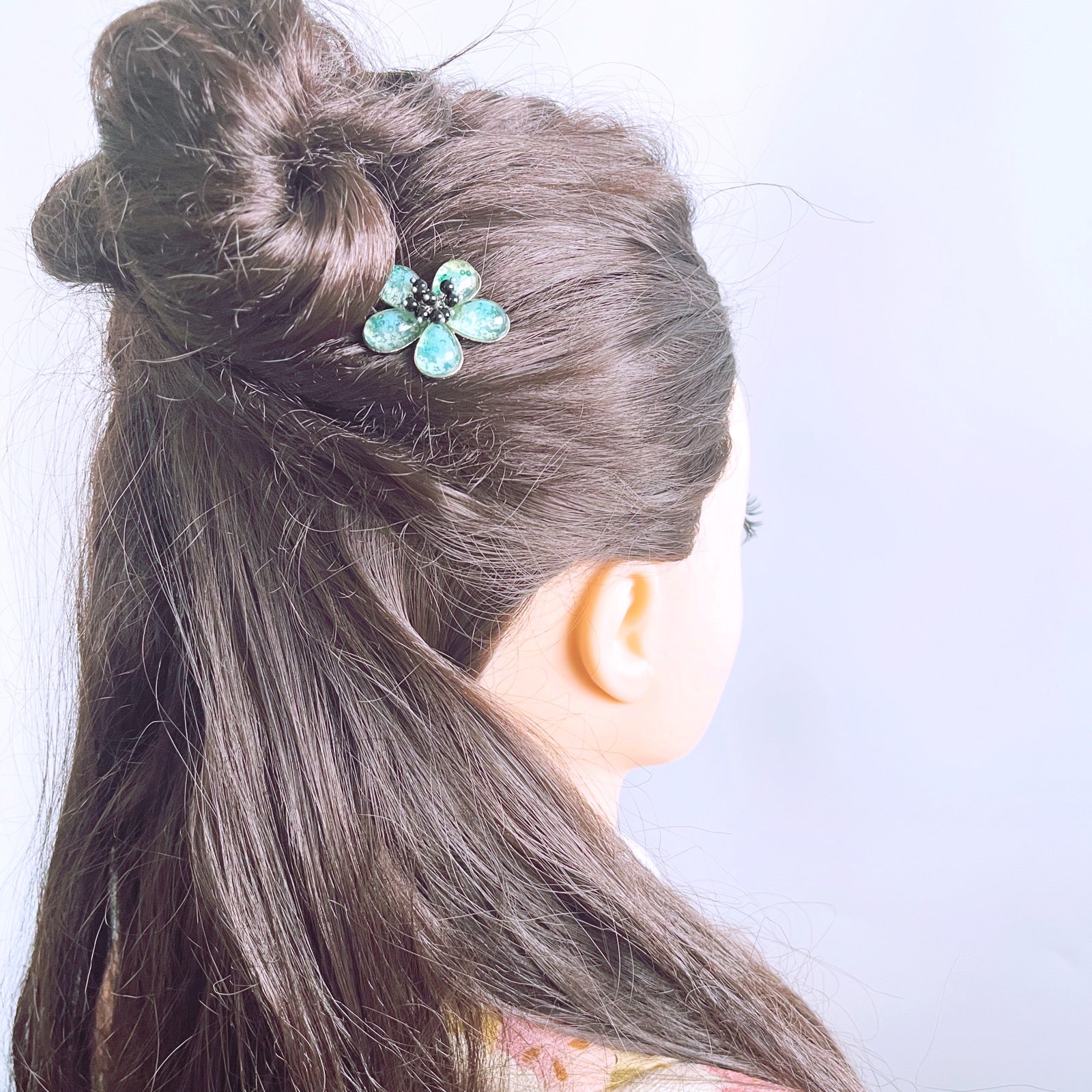 ヘアピン 花 梅 オニキス 飾り取り外し可能 ブルー 高級ヘアピン