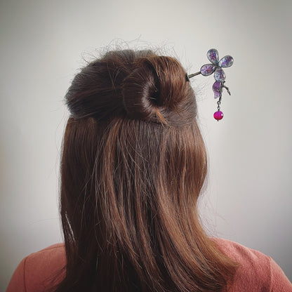 着せ替えかんざし 花 パープル アメジスト 着せ替えかんざし