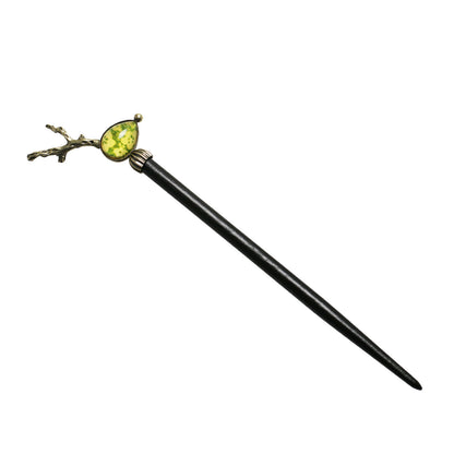 木製かんざし トナカイ 抹茶 黄緑 梅 一本挿しかんざし