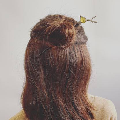 木製かんざし トナカイ 抹茶 黄緑 梅 一本挿しかんざし