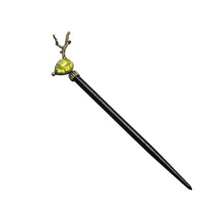 木製かんざし トナカイ 抹茶 黄緑 梅 一本挿しかんざし